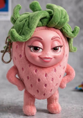 SLATTS Strawbella — Collectible Plush with Swappable Magnetic Face | 15cm Mutant Fruit Keychain
