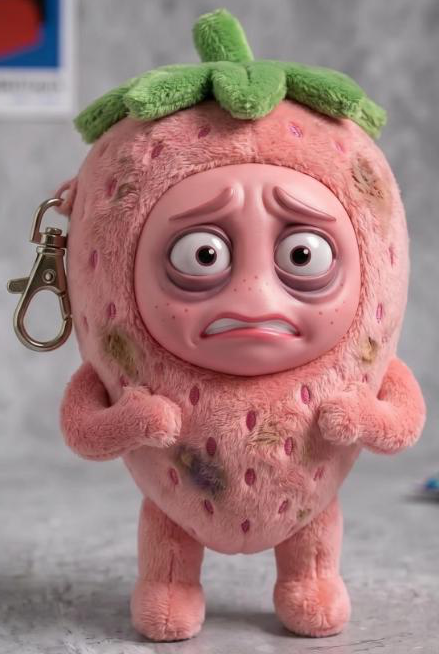SLATTS Strawbella — Collectible Plush with Swappable Magnetic Face | 15cm Mutant Fruit Keychain